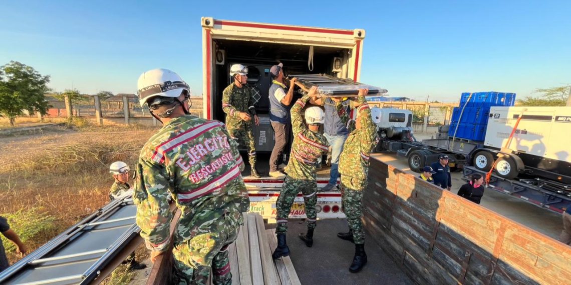 Llegaron a Uribia los vehículos con los materiales para el hospital de campaña que será instalado en la Alta Guajira